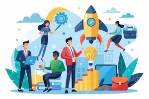 diverse-team-business-professionals-collaborate-new-project-idea-launching-it-with-rocket-ship-illuminated-lightbulb_520881-7645