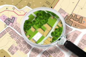 searching-new-home-concept-with-an-imaginary-general-urban-plan-with-buildings-roads-and